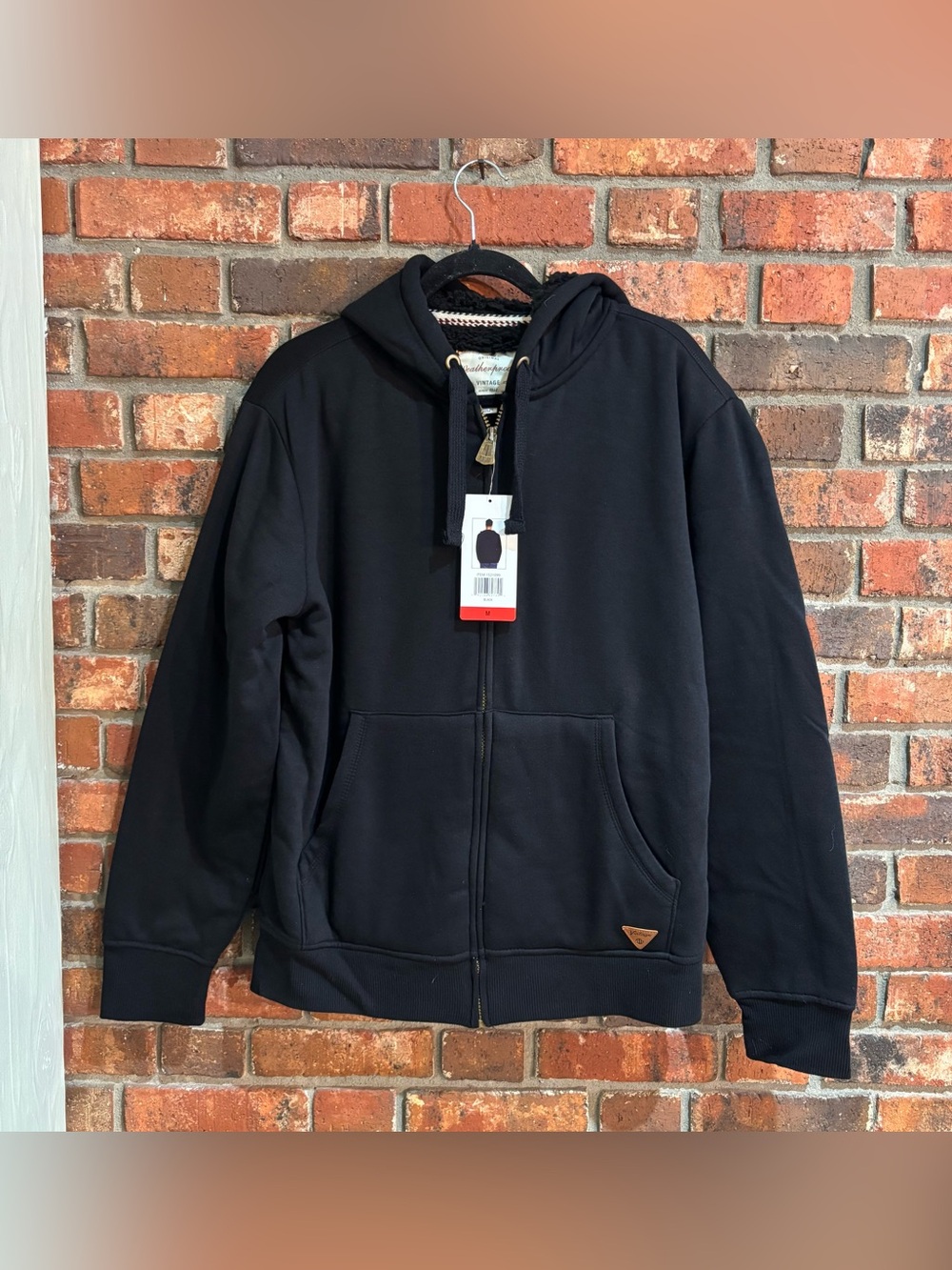 NWT Weatherproof Vintage mens sherpa lined full zip hoodie jacket black M